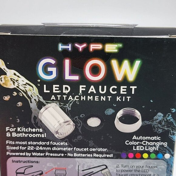 Hype Glow 7 Color LED Light Changing Glow Shower Stream Water Faucet Tap Kit - Picture 6 of 12